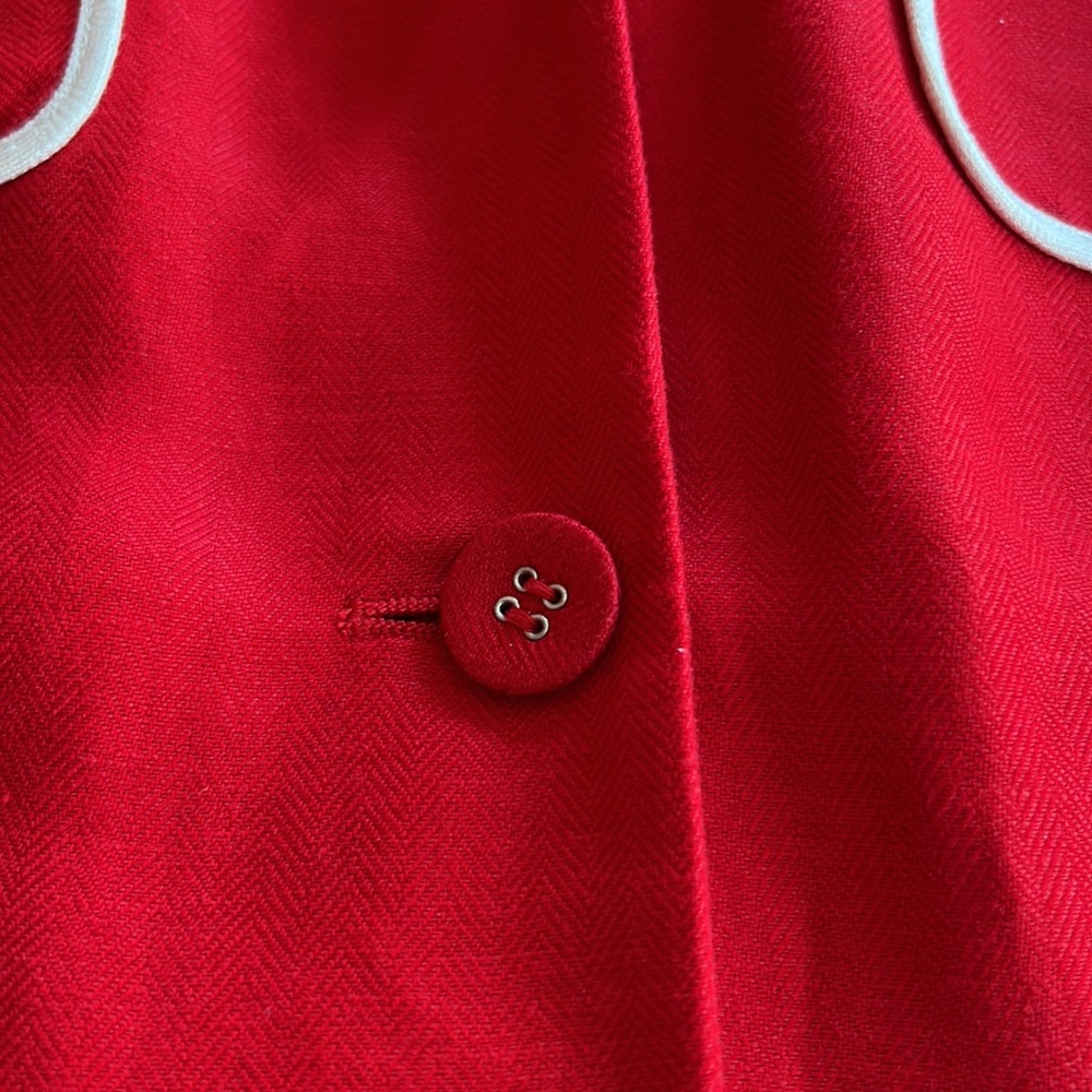 Linen rayon blend red/white trim unlined jacket size 16 petite - Picture 10 of 11